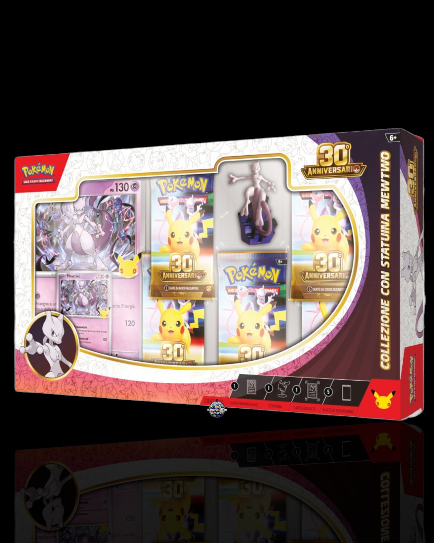 Collezione Pokémon 30° Anniversario con Statuina Mewtwo 6-Pack