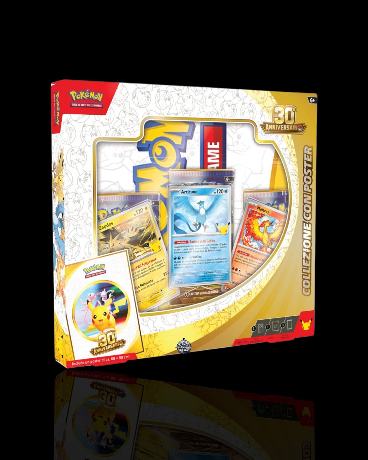 Collezione Pokémon 30° Anniversario con Poster Trio Uccelli Leggendari 3-Pack