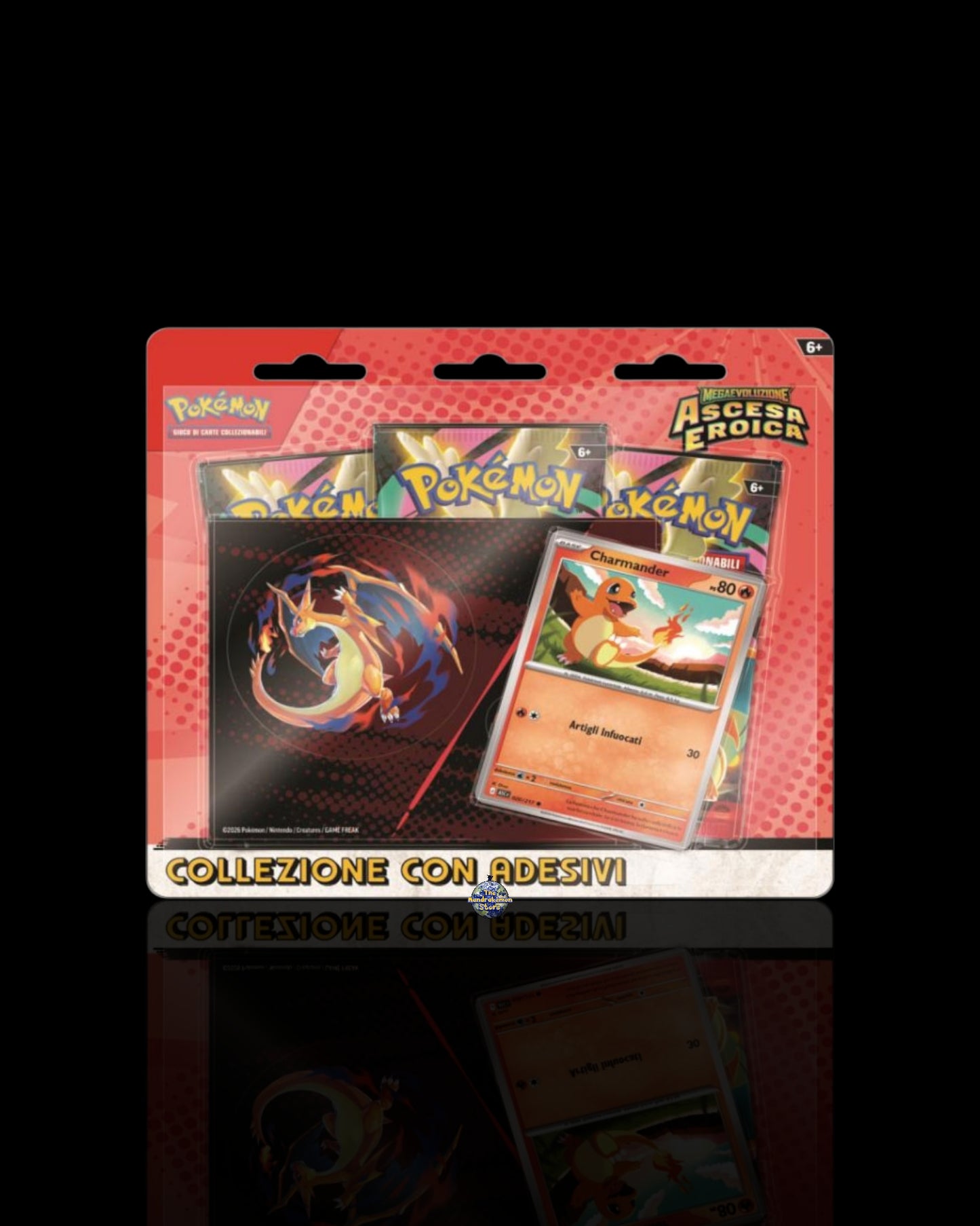 Blister Pokémon Ascesa Eroica Charmander Tech Sticker Collection 3-Pack