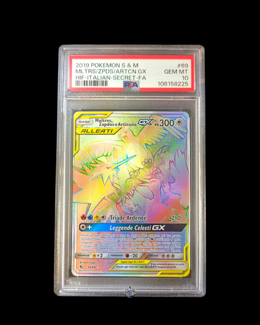 Moltres, Zapdos e Articuno Gx Full Art Hyper PSA 10