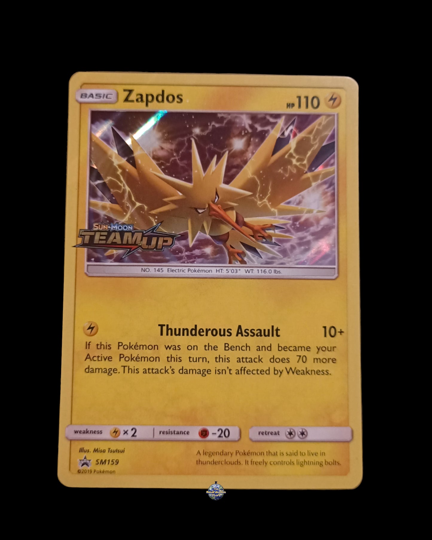 Zapdos Holo Stamped Sun&Moon Team Up Promo
