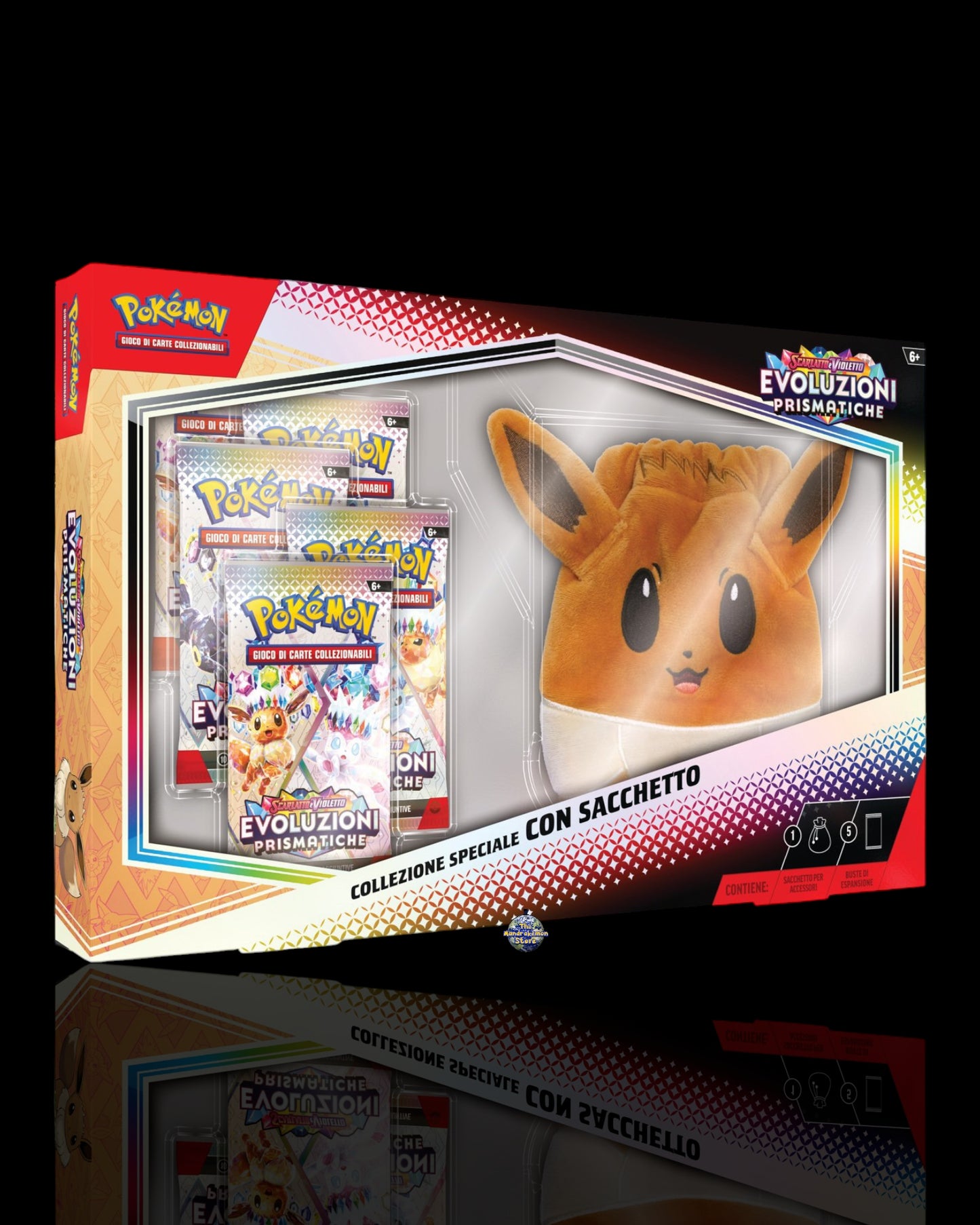 Collezione Pokémon Evoluzioni Prismatiche con sacchetto Eevee