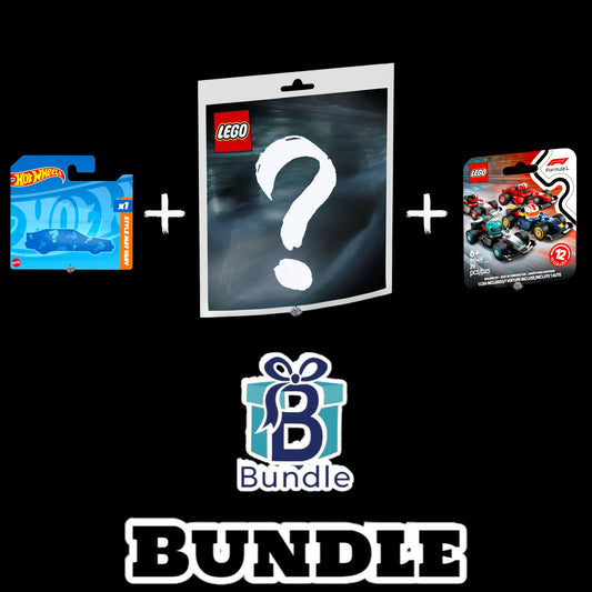 BUNDLE Hot Wheels Mystery Pack + Lego Mystery Polybag + LEGO Monoposto di F1® da collezione