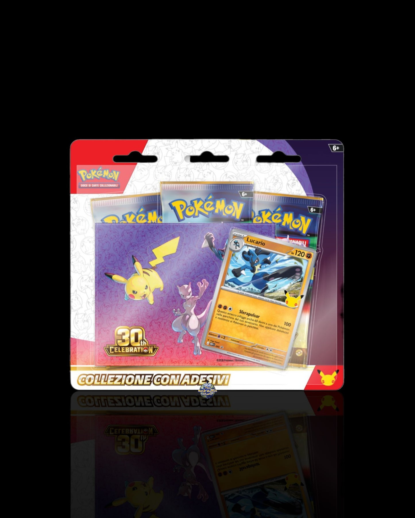Collezione Pokémon 30° Anniversario con Adesivi Lucario 3-Pack
