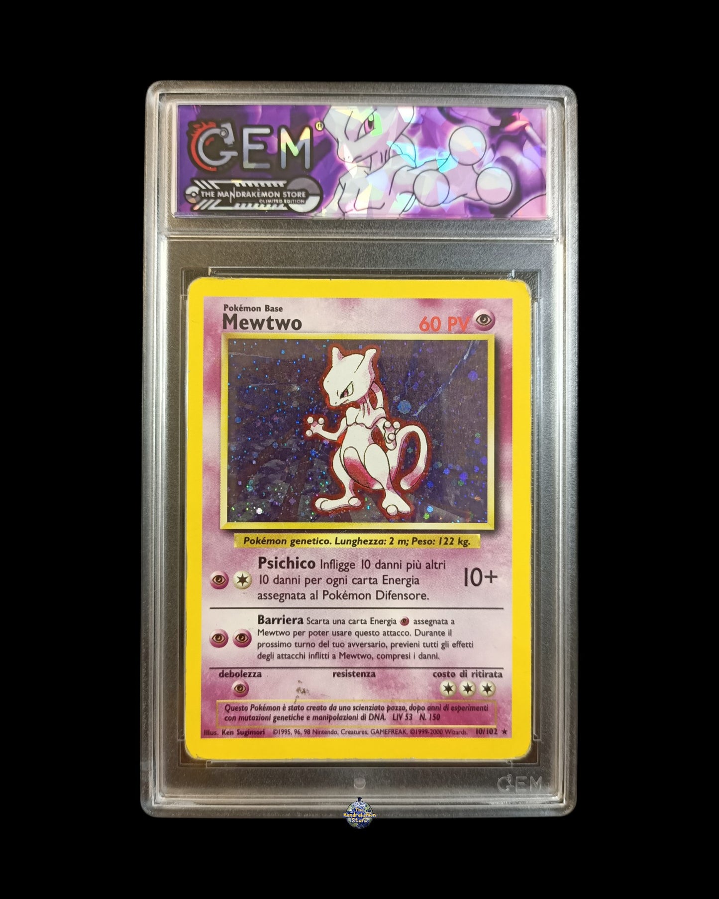 Mewtwo Holo Set Base GEM Autenticato