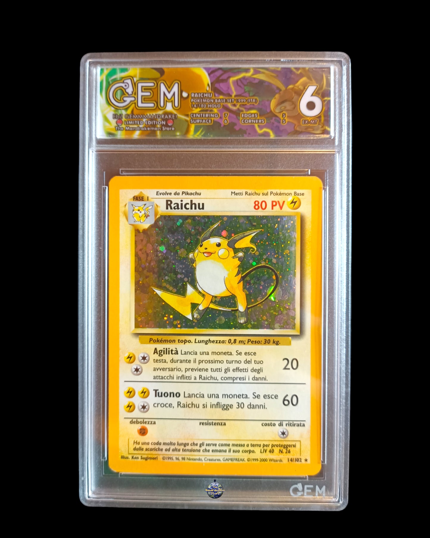 Raichu Holo Set Base GEM 6